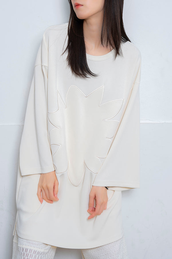 【Nora Lily】 Graphic Embroidery Cut Top(UNISEX)-WHITE-224180078-01