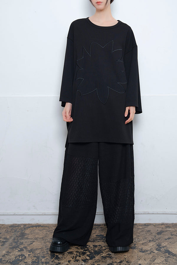 【Nora Lily】 Graphic Embroidery Cut Top(UNISEX)-BLACK-224180078-19