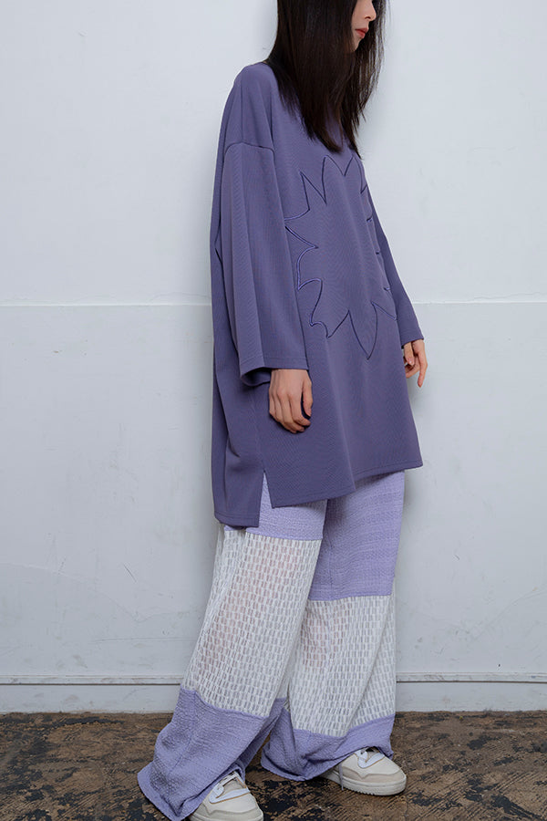 【Nora Lily】 Graphic Embroidery Cut Top(UNISEX)-PURPLE-224180078-83