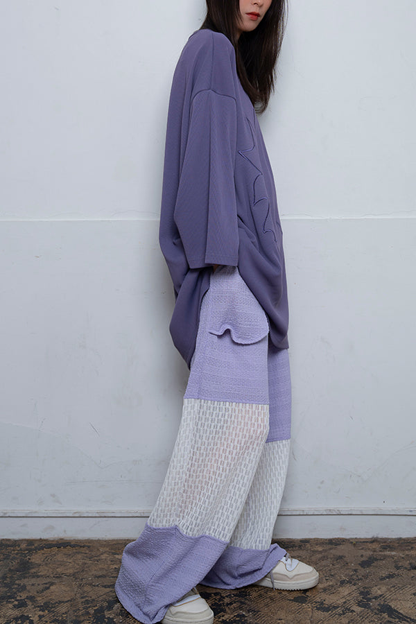 【Nora Lily】 Graphic Embroidery Cut Top(UNISEX)-PURPLE-224180078-83