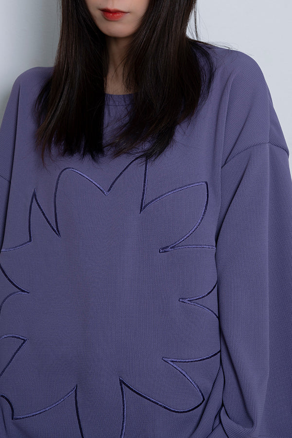 【Nora Lily】 Graphic Embroidery Cut Top(UNISEX)-PURPLE-224180078-83