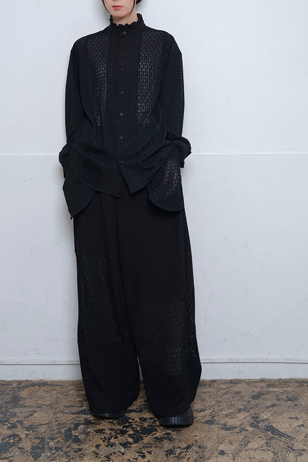 【Nora Lily】 Sheer Wide Pants(UNISEX)-BLACK-224160044-19