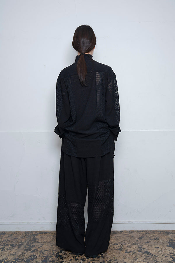 【Nora Lily】 Sheer Wide Pants(UNISEX)-BLACK-224160044-19