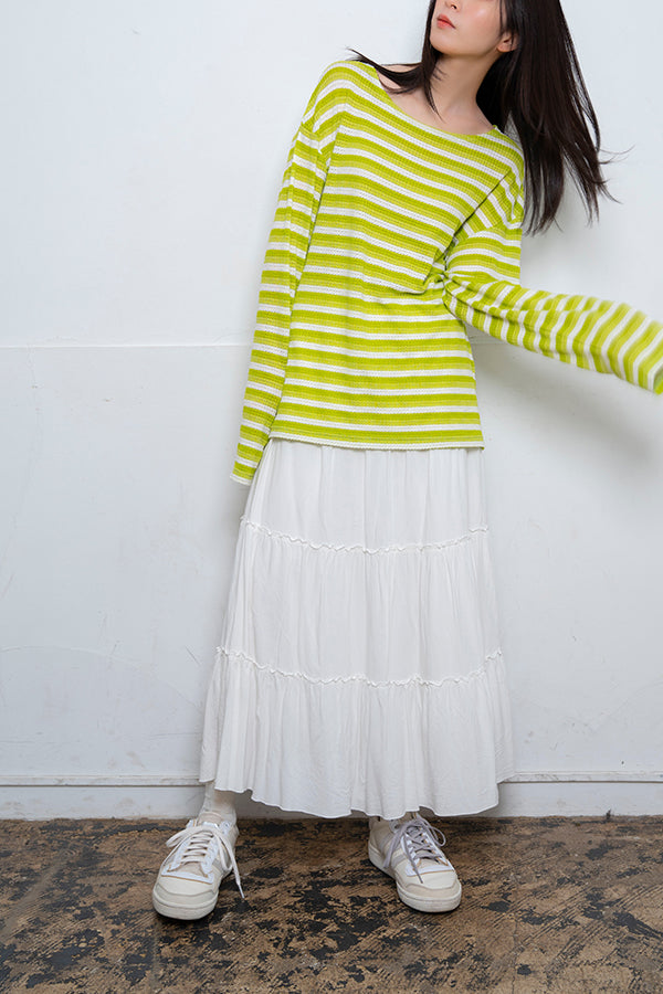 【Nora Lily】 Sheer Border Top(UNISEX)-LIME Border-224180082-21