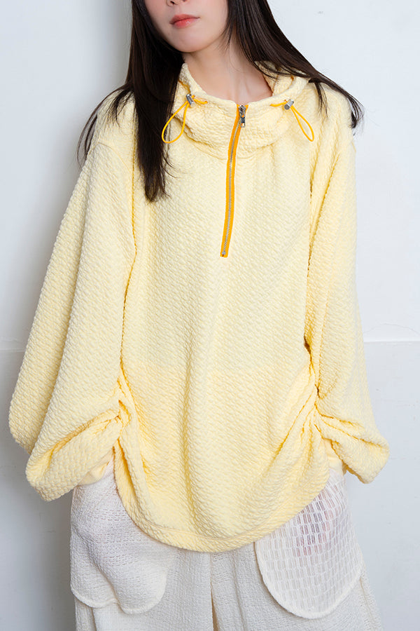 【Nora Lily】 Half-ZIP Hoodie(UNISEX)-Light YELLOW-224180085-31