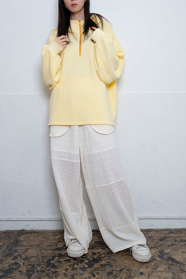 【Nora Lily】 Half-ZIP Hoodie(UNISEX)-Light YELLOW-224180085-31