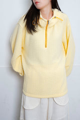 Nora Lily】 Half-ZIP Hoodie(UNISEX)-Light YELLOW-224180085-31
