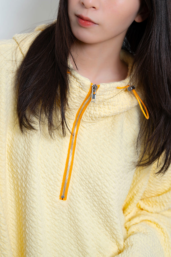 【Nora Lily】 Half-ZIP Hoodie(UNISEX)-Light YELLOW-224180085-31