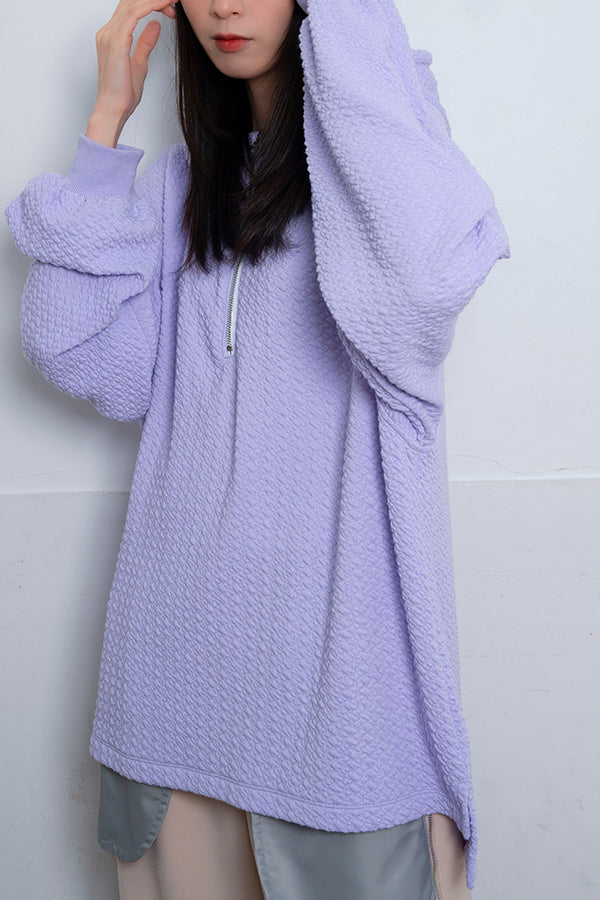 【Nora Lily】 Half-ZIP Hoodie(UNISEX)-LAVENDER-224180085-85