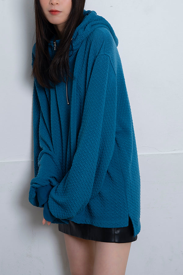 【Nora Lily】 Half-ZIP Hoodie(UNISEX)-Dusty BLUE-224180085-94