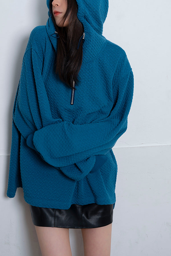 【Nora Lily】 Half-ZIP Hoodie(UNISEX)-Dusty BLUE-224180085-94