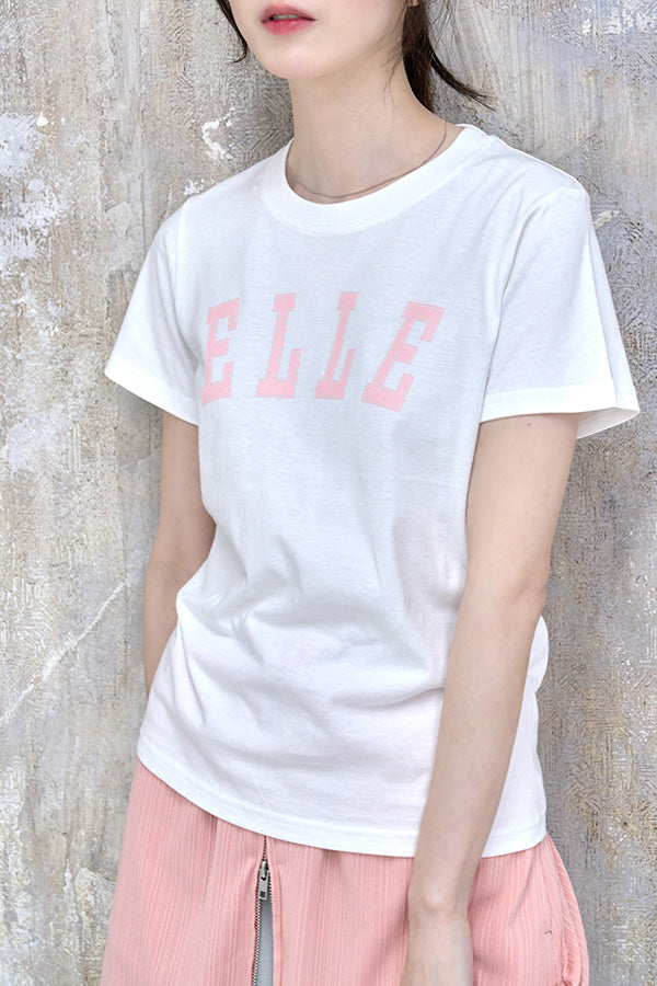 【Nora Lily elle】NL elle College Logo T-Shirt-WHITE-224320007-01S