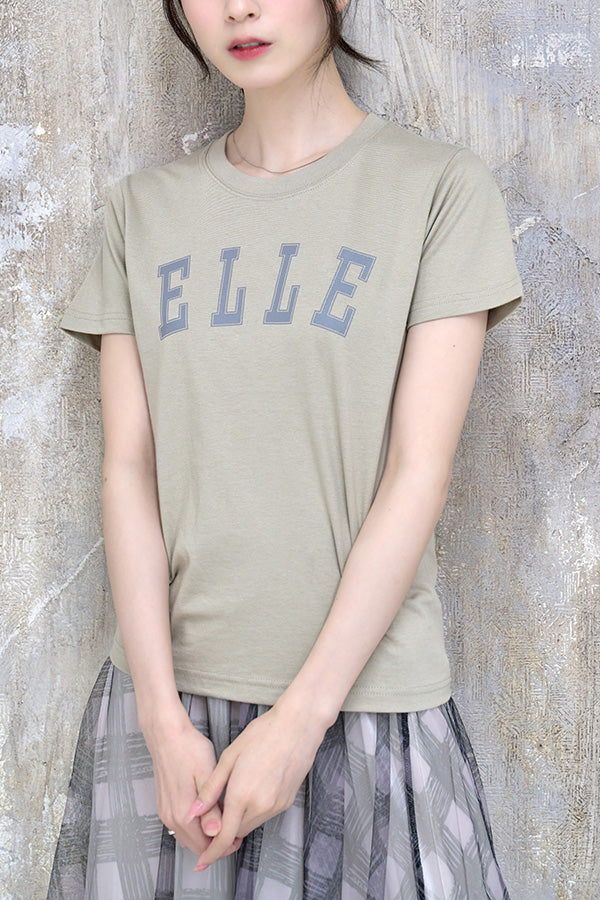 【Nora Lily elle】NL elle College Logo T-Shirt-BEIGE-224320007-52S