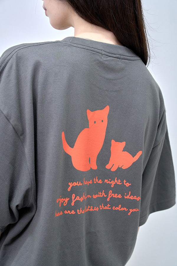 【Nora Lily】Cat Parent and Child T-Shirt(UNISEX)-slategrey-224320008-19L