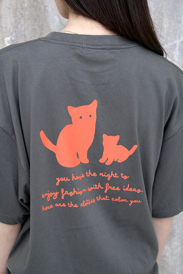 【Nora Lily】Cat Parent and Child T-Shirt(UNISEX)-slategrey-224320008-19L