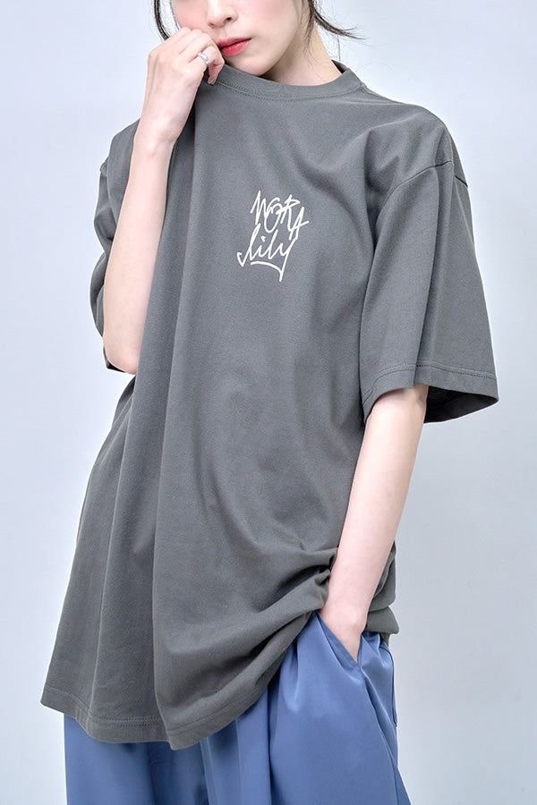 【Nora Lily】Cat with Letter T-Shirt(UNISEX)-slategrey-224320009-19L