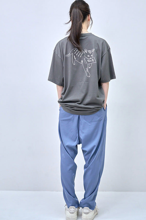 【Nora Lily】Cat with Letter T-Shirt(UNISEX)-slategrey-224320009-19L