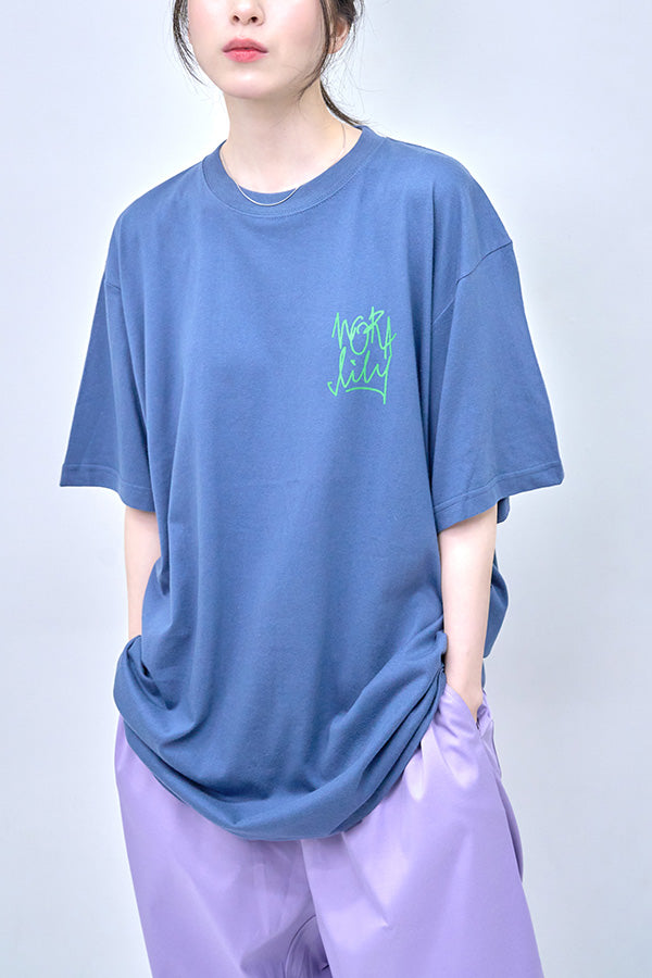 【Nora Lily】Cat with Letter T-Shirt(UNISEX)-navy-224320009-93L