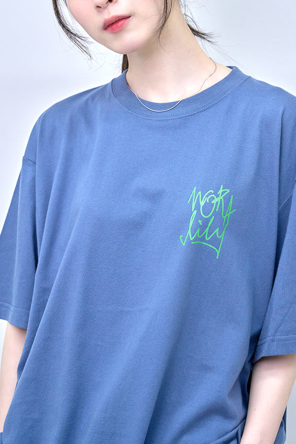 【Nora Lily】Cat with Letter T-Shirt(UNISEX)-navy-224320009-93L