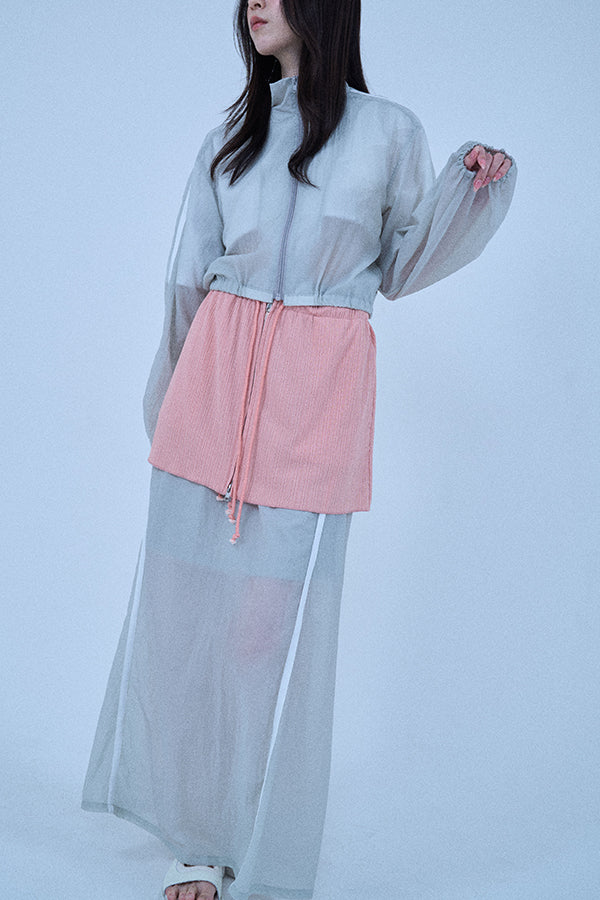 【Nora Lily elle】 Short length Sheer Track Jacket(Women)-GREY-224342077-11