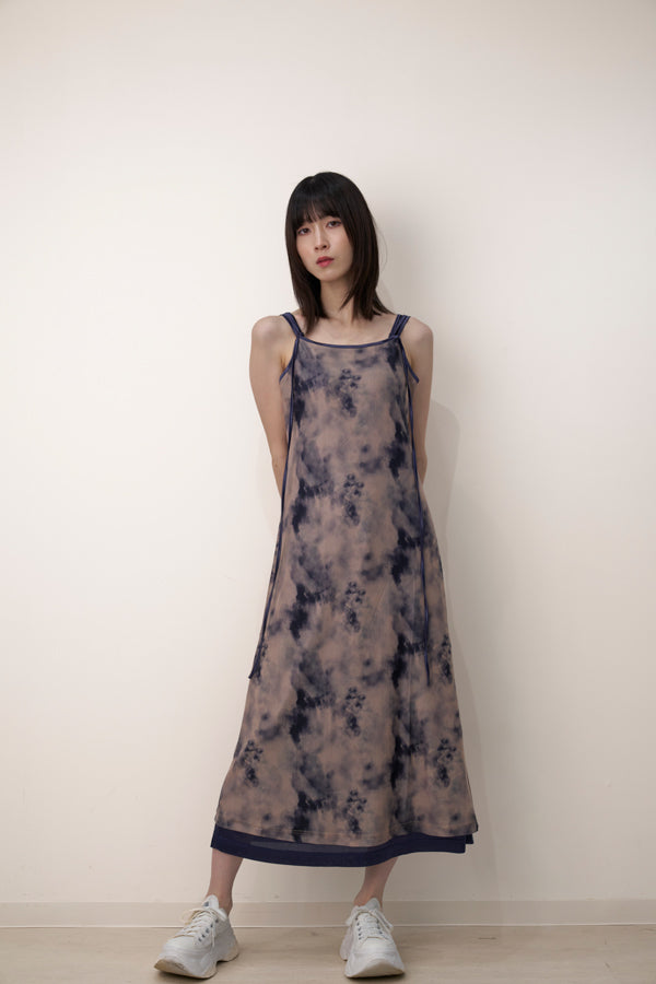 【Nora Lily】「elle」Tie dyeing sheer dress-Beige Tie Dye-224350026-52F