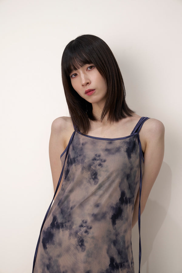 【Nora Lily】「elle」Tie dyeing sheer dress-Beige Tie Dye-224350026-52F