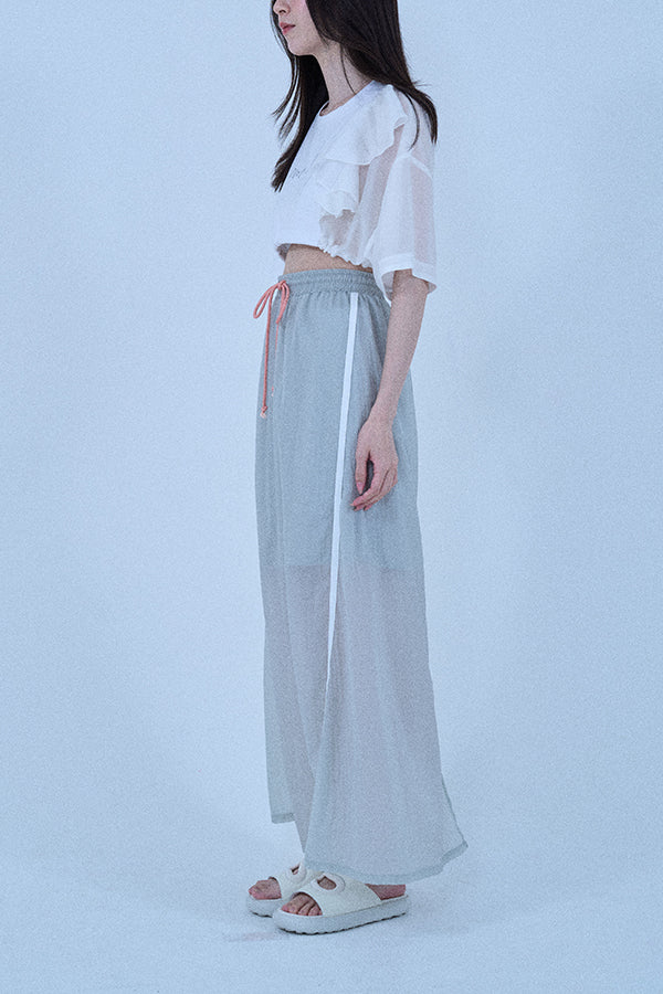 【Nora Lily elle】 Sheer Track Skirt(Women)-GREY-224360050-11