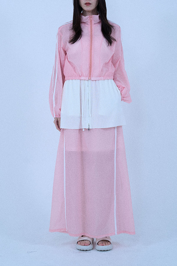 【Nora Lily elle】 Sheer Track Skirt(Women)-PINK-224360050-71