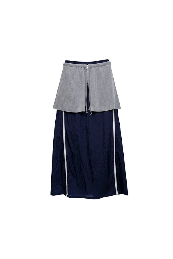 【Nora Lily elle】 Sheer Track Skirt(Women)-NAVY-224360050-93