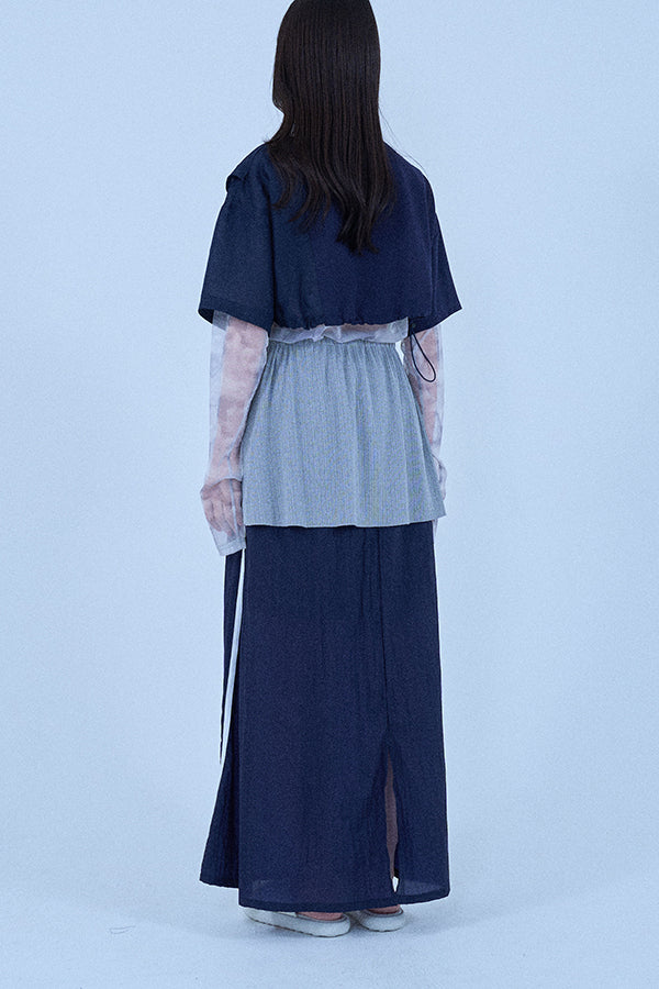 【Nora Lily elle】 Sheer Track Skirt(Women)-NAVY-224360050-93