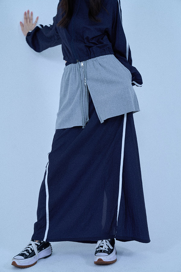 【Nora Lily elle】 Sheer Track Skirt(Women)-NAVY-224360050-93