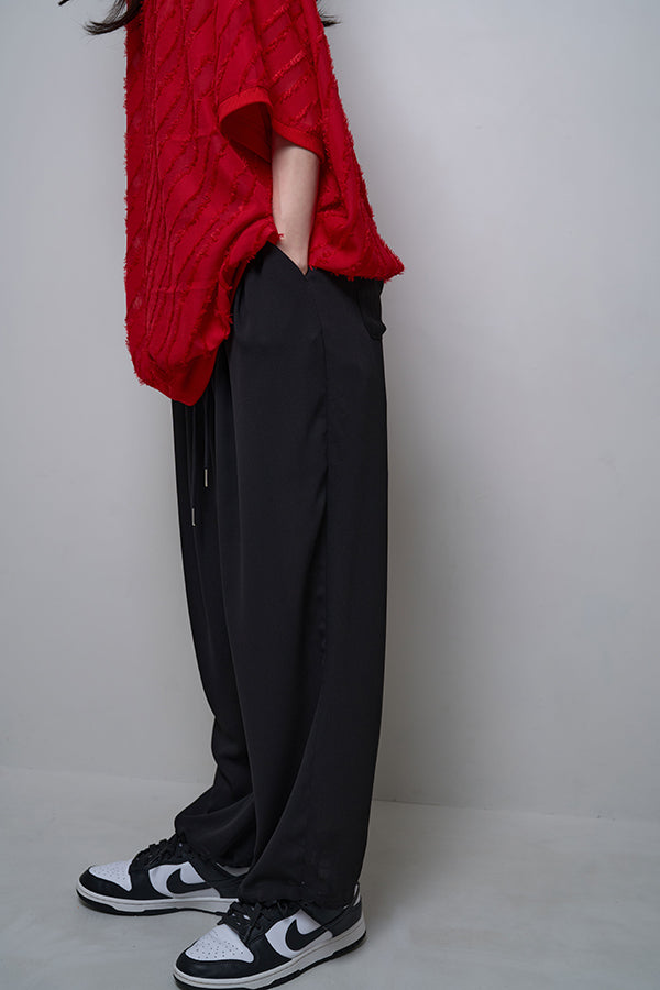 【Nora Lily】2Tuck Wide Relax Pants(UNISEX)-BLACK-224360052-19