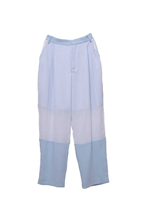 【Nora Lily】Sheer Layered Pants(UNISEX)-Light BLUE x WHITE-224360054-01