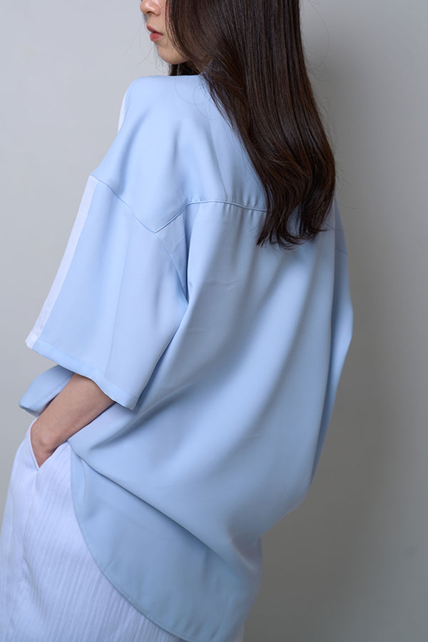 【Nora Lily】Sheer Layered Pants(UNISEX)-Light BLUE x WHITE-224360054-01