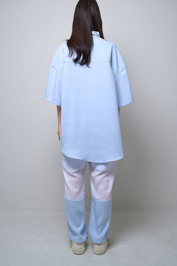 【Nora Lily】Sheer Layered Pants(UNISEX)-Light BLUE x WHITE-224360054-01