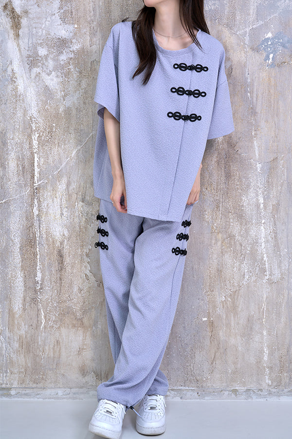 【Nora Lily】Melange China Straight Pants(UNISEX)-Light GREY-224360055-11