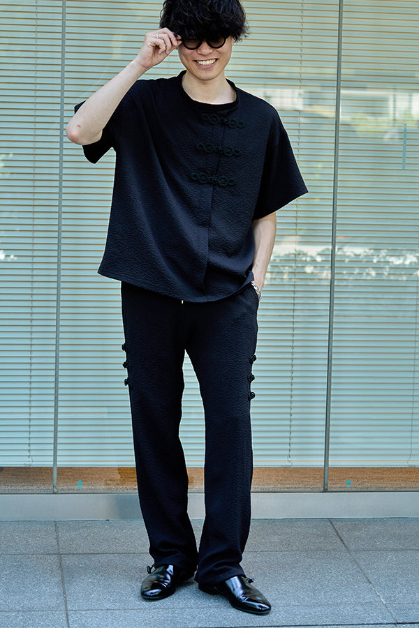 【Nora Lily】Melange China Straight Pants(UNISEX)-BLACK-224360055-19