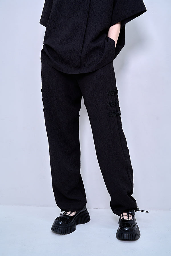 【Nora Lily】Melange China Straight Pants(UNISEX)-BLACK-224360055-19