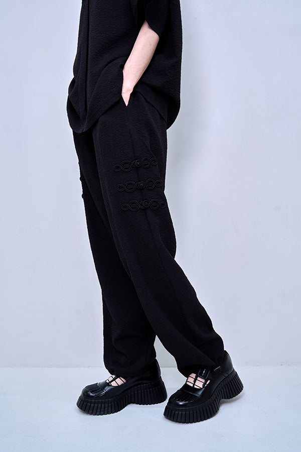 【Nora Lily】Melange China Straight Pants(UNISEX)-BLACK-224360055-19