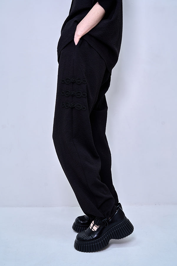 【Nora Lily】Melange China Straight Pants(UNISEX)-BLACK-224360055-19