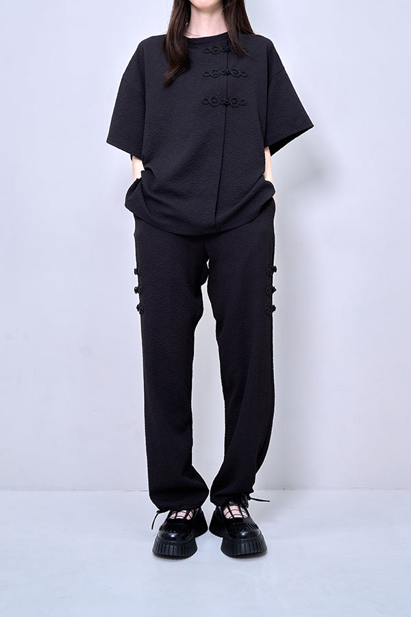 【Nora Lily】Melange China Straight Pants(UNISEX)-BLACK-224360055-19