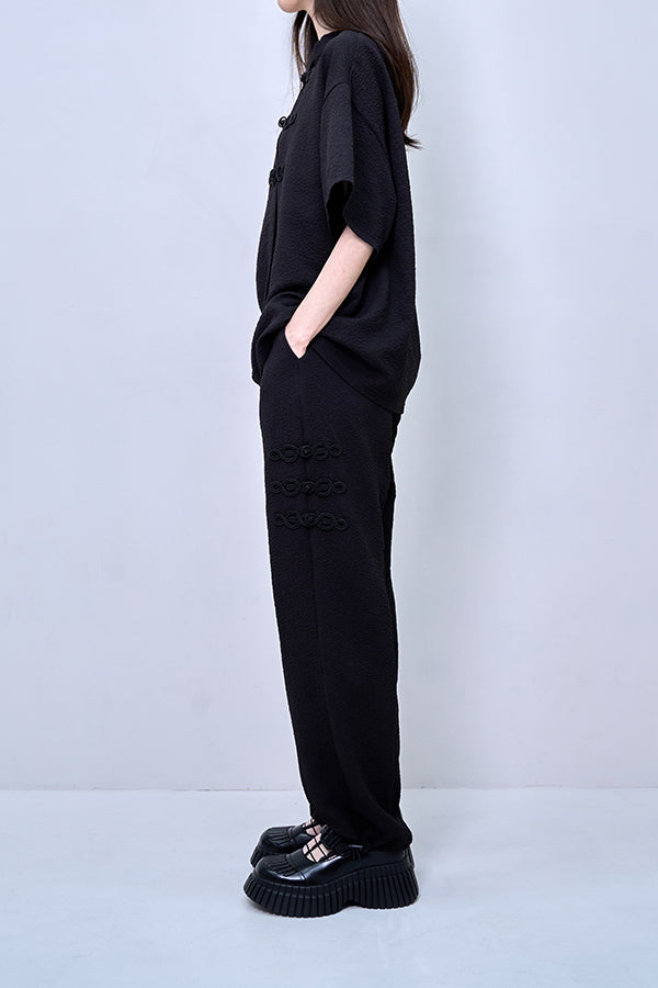 【Nora Lily】Melange China Straight Pants(UNISEX)-BLACK-224360055-19