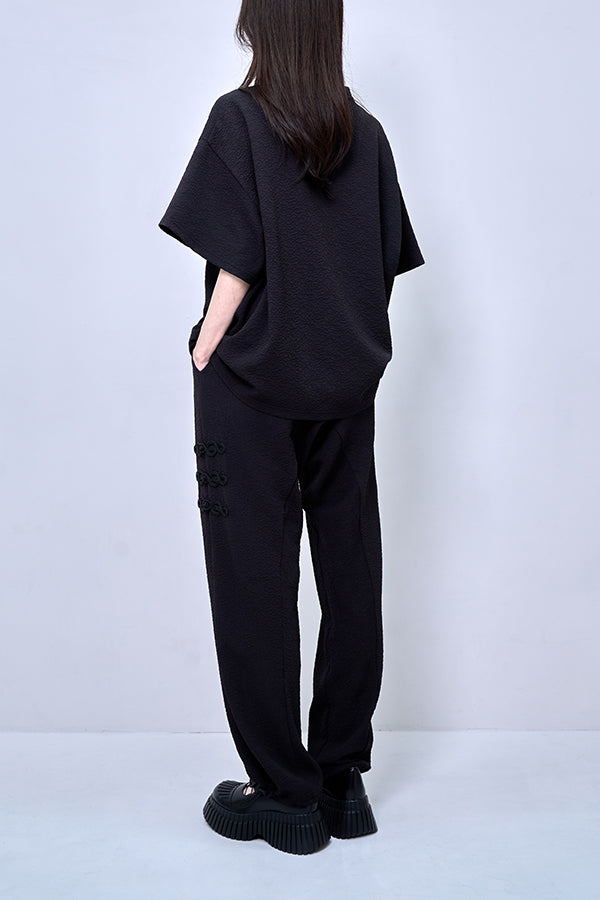 【Nora Lily】Melange China Straight Pants(UNISEX)-BLACK-224360055-19