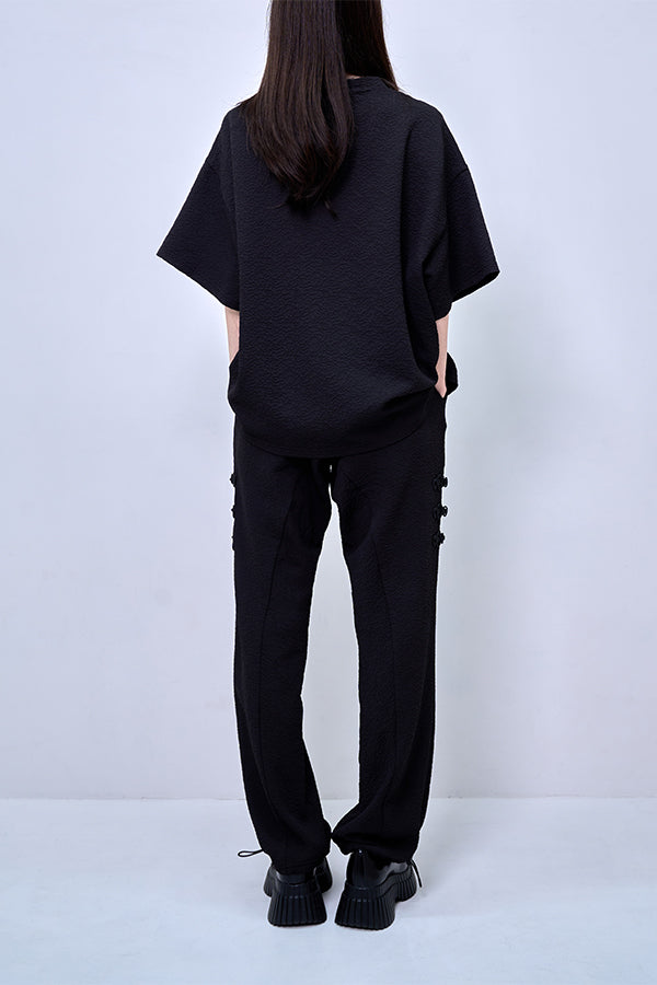 【Nora Lily】Melange China Straight Pants(UNISEX)-BLACK-224360055-19