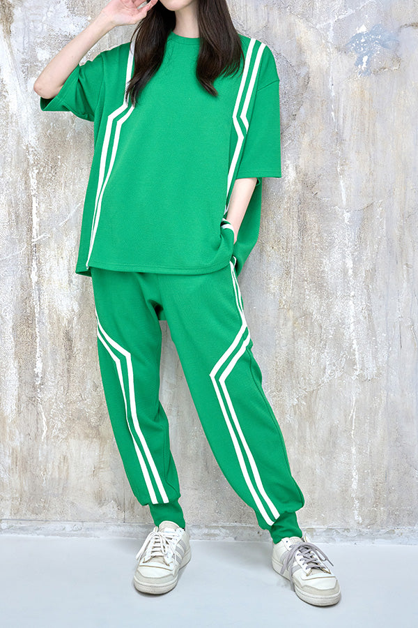 【Nora Lily】Shift Line Track Pants(UNISEX)-GREEN-224360056-22F