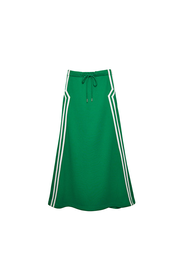 【Nora Lily】Shift Line Track Long Skirt-GREEN-224360057-22F