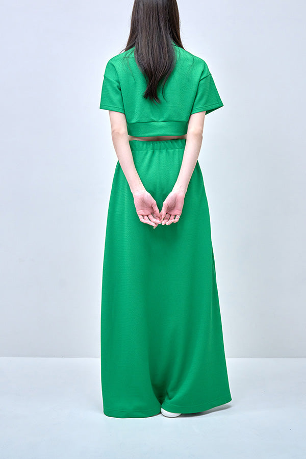 【Nora Lily】Shift Line Track Long Skirt-GREEN-224360057-22F