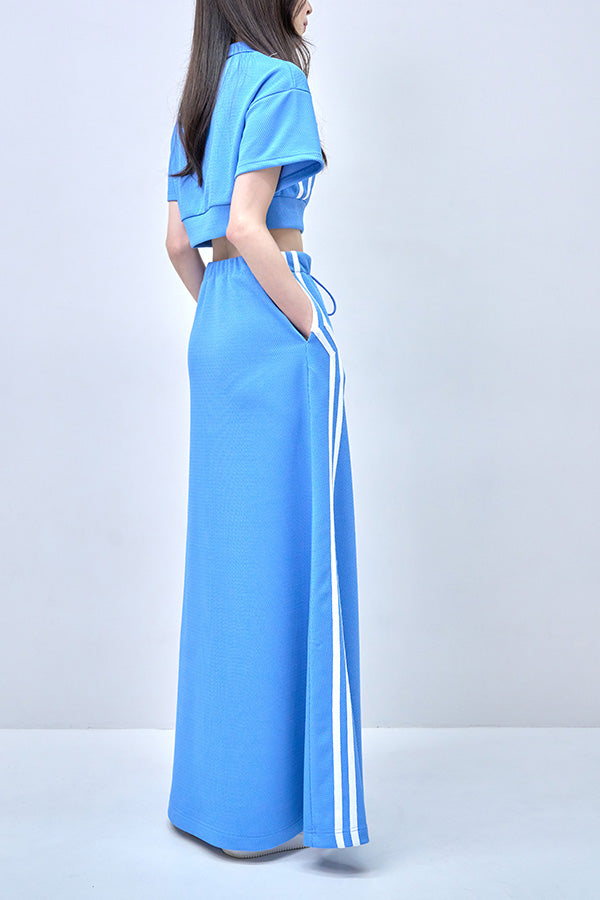 【Nora Lily】Shift Line Track Long Skirt-BLUE-224360057-92F