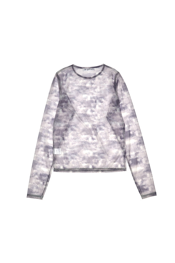 【Nora Lily elle】 Tie dyeing sheer Top(Women)-Light GREY-224380086-11