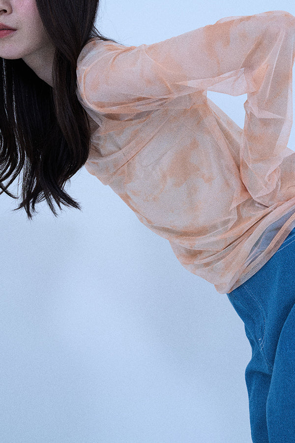 【Nora Lily elle】 Tie dyeing sheer Top(Women)-ORANGE-224380086-32